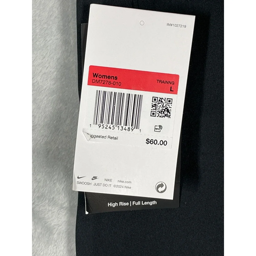 Nike One Dri-FIT Womens High Rise Full Length Training Leggings Black L NEW